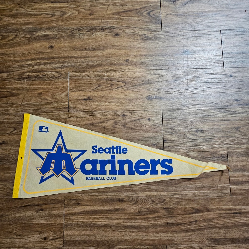 Vintage 80s Seattle Mariners Baseball Club Pennant MLB Major League Baseball 29"